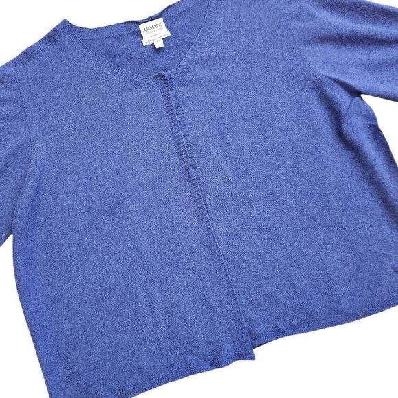 Vintage Armani Collezioni Open Cardigan Sweater Womens 10 Linen Cropped Lightwei - Picture 4 of 5